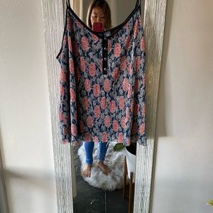 Anthropologie sling navy floral top like new! S